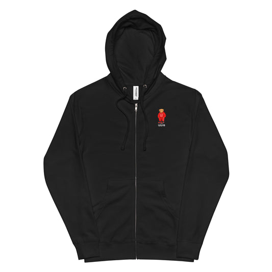 Red MDV Bear fleece zip up hoodie