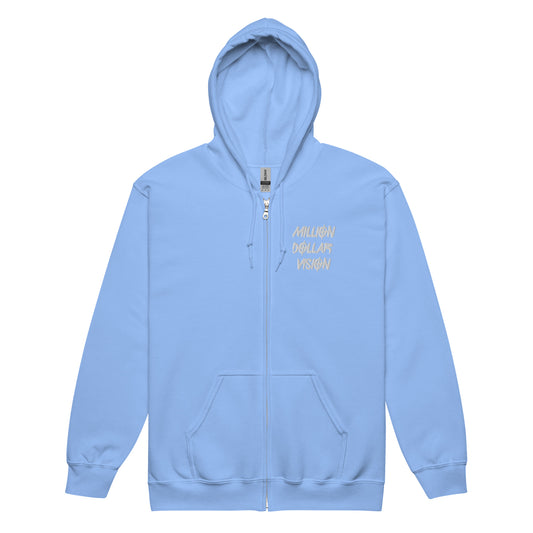 White MDV logo zip hoodie